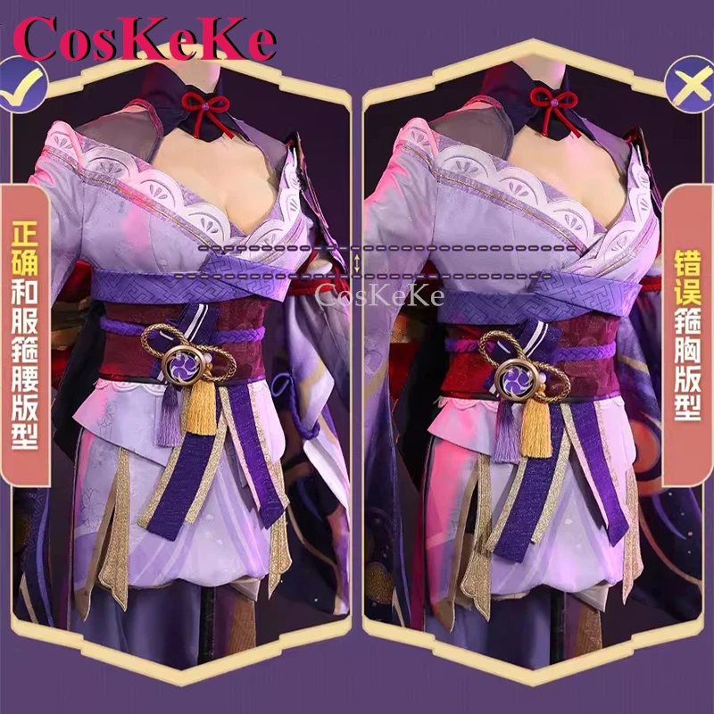 CosKeKe Raiden Shogun Cosplay Anime juego Genshin disfraz de impacto dulce hermoso uniforme para batalla fiesta de Halloween ropa de juego de rol