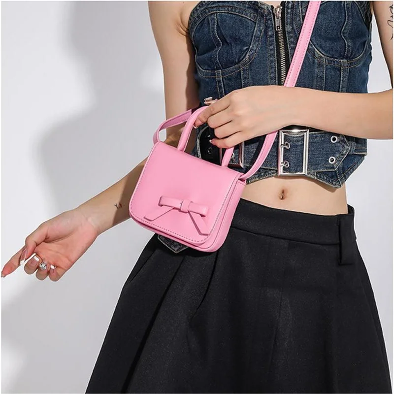 Children\'s Bag New Creative Bow Colored Mini Square Bag Sweet Girl Crossbody Bag Mouth Red Bag Girl side bags for girls