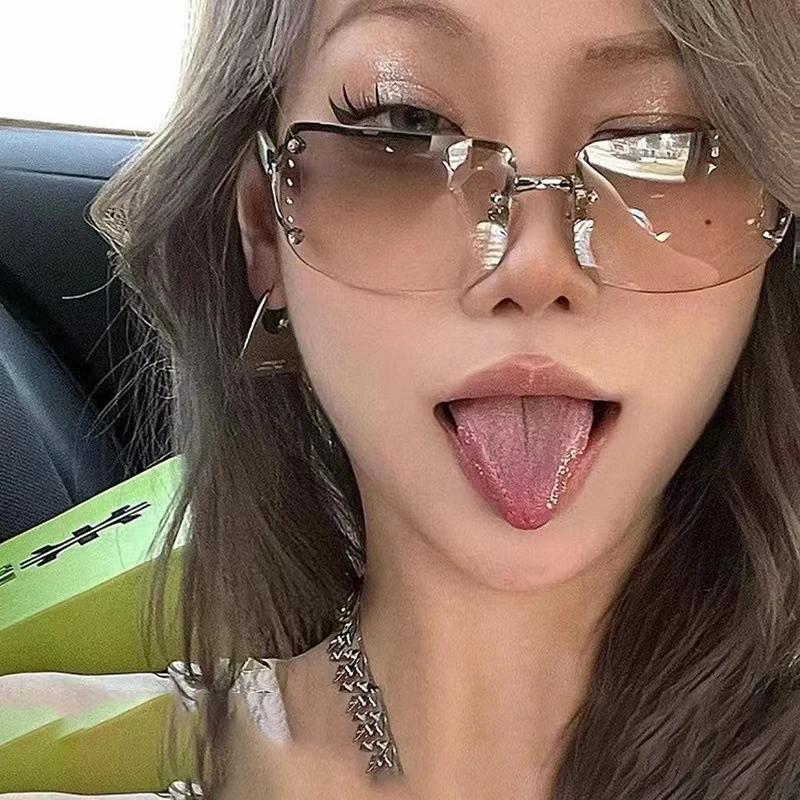 Nuevas gafas de sol de marca de lujo, diseño de moda Y2K, gafas de sol para mujer, Camping, ciclismo, pesca, Retro, sin marco, Uv400, gafas de sol para hombre