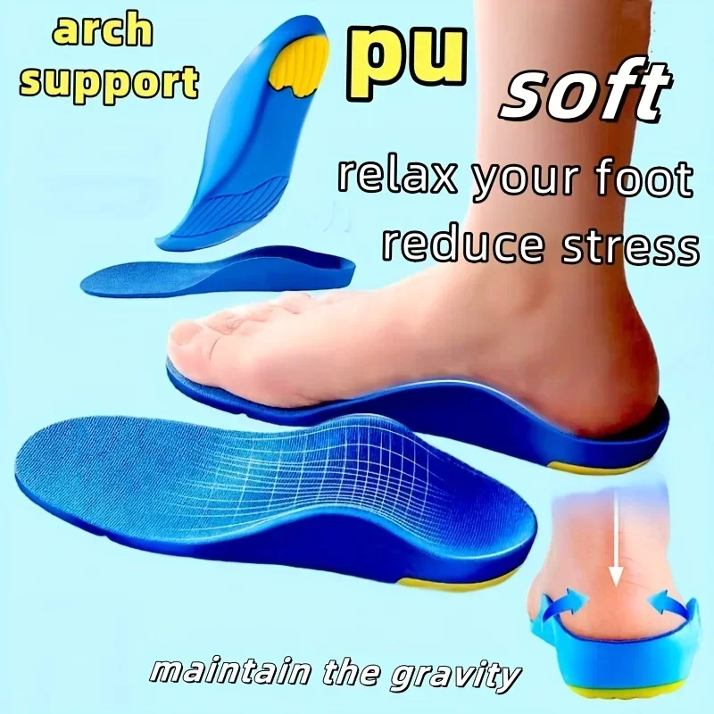 1pair Unisex Arch Support Insoles with U-Shaped Heel Cushioning, Shock Absorption & Breathability - Soft Cushioned Insoles