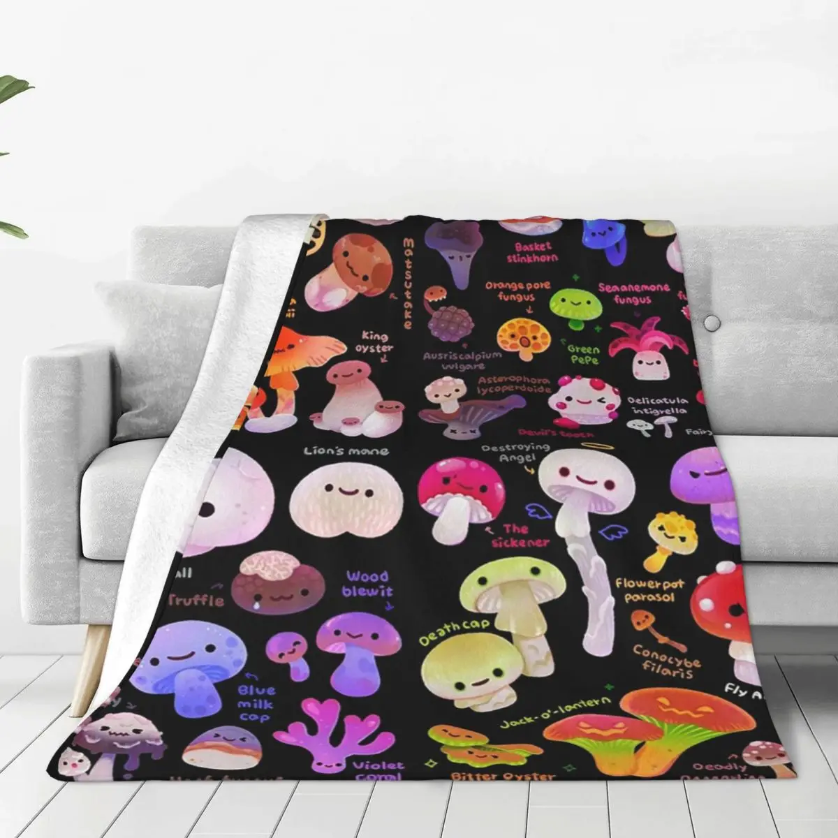 Mushroom Name Blankets Flannel Warm Sofa Throw Blankets For Couch Bedding Office Throws Bedspread Quilt