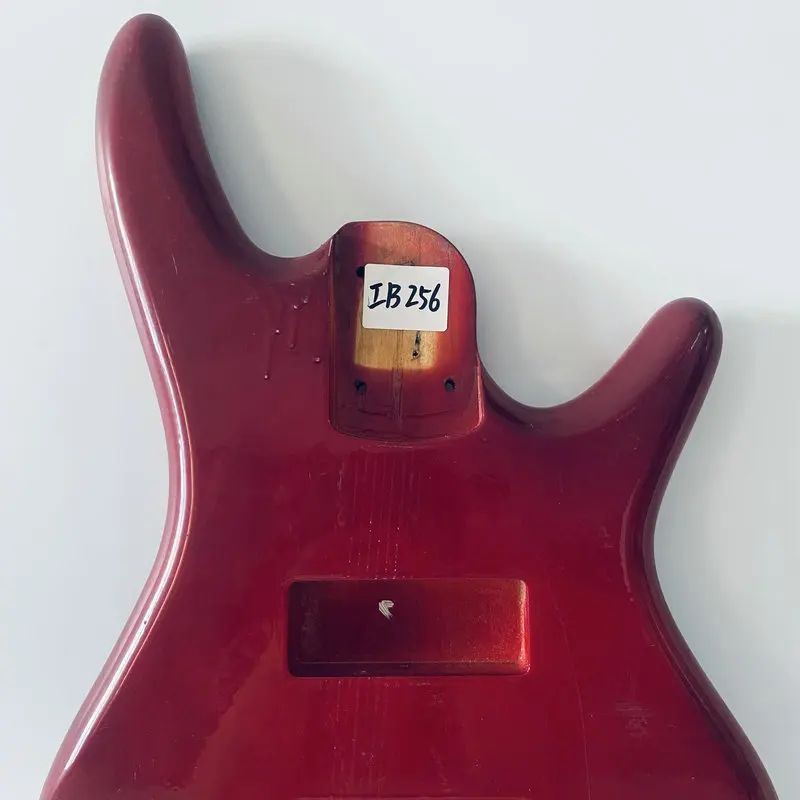 iB256 5 OR 6 String Electric Bass Semi Finishing Jazz Bass Body in Solid Wood Red Color for Bass Guitar DIY Replace with Damages