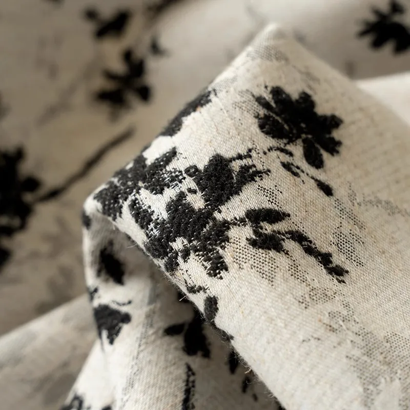 

Begonia black and white medieval French retro jacquard curtains blackout new bedroom