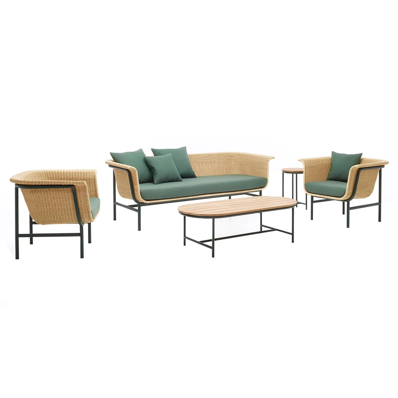 Leisure Outdoor Balcony South East Asia Design Rattan Chair Sofa Coffee Table Combination