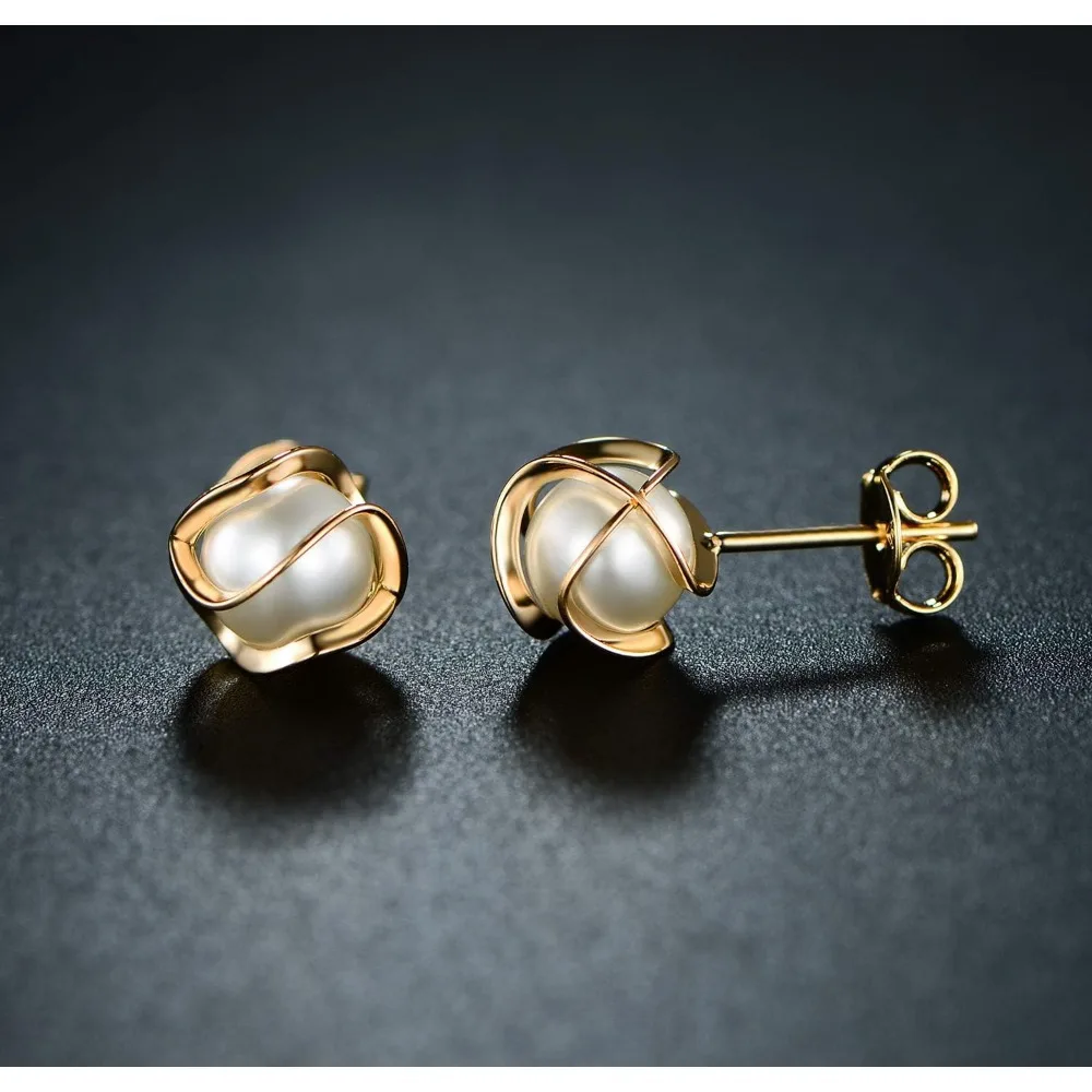 Elegant Faux Pearl Stud Earrings for Women - Perfect for Birthdays, Valentine's Day & Anniversaries