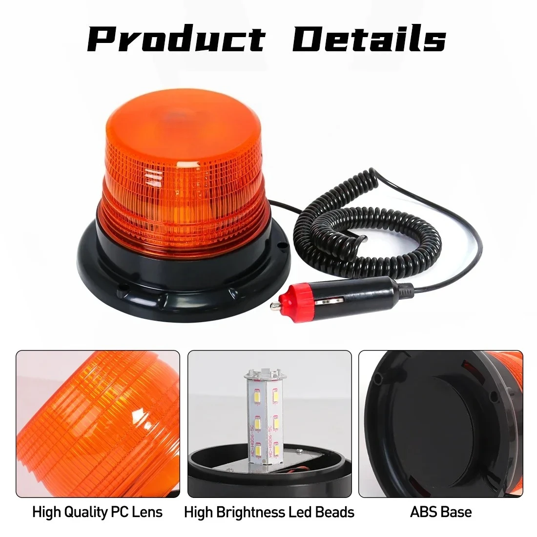 LED Strobe Light Car Truck Roof Top Warning Light Emergency Light Flashing Beacon With Magnetic Base For Security Auto 12V-80V