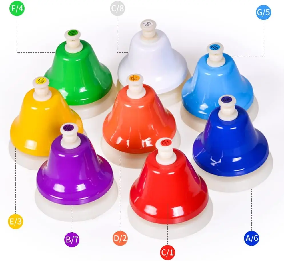 Desk Bells Hand Bells 8 Notes Music Bells Percussion Instrument Musical Teaching Diatonic