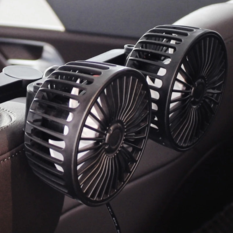 Ventilador portátil para asiento coche, reposacabezas giratorio 360 ​​grados, ventilador refrigeración para asiento