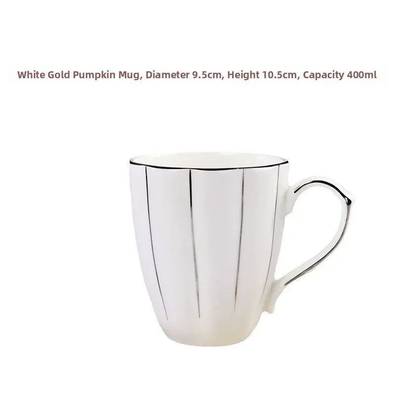 Large Capacity Ceramic Bone China Coffee Mug Hotel Afternoon Tea Gold Rim Creative Home Use Water Cup Dining Utensils