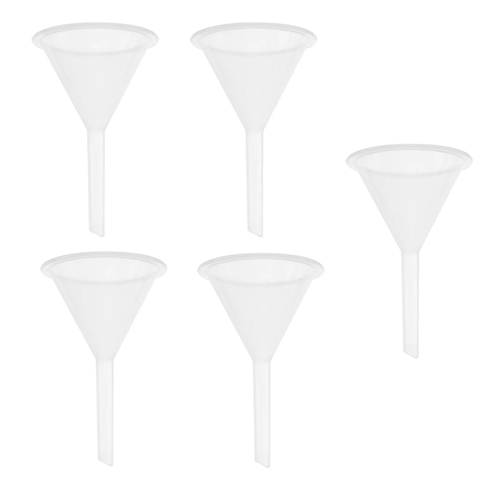 5Pcs Plastic Funnel Multipurpose Clear White Nested No-Spill Guard Car Oil Change Transmission Steering Gas