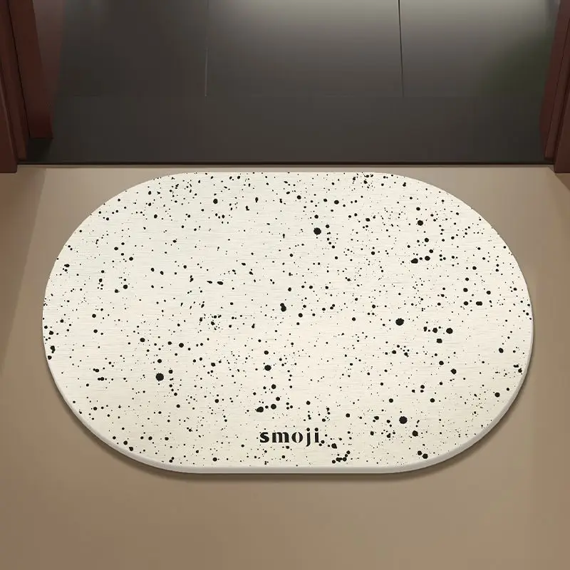 VIKAMA Modern Speckled Terrazzo Entry Rug Macaron Pastel Color Oval Outline Anti Slip Absorbent Household Bathroom Floor Mat