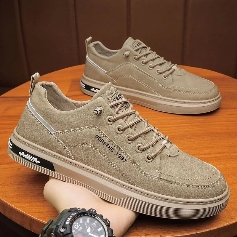 2025 New Mens Soft Leather White Sneakers Breathable Waterproof Casual Skate Shoes Chunky Sole Fashion Athletic Outdoor Footwear - Image 4