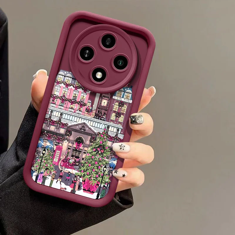 Christmas Building Winter Town Snow Scenery Phone Case for Honor Huawei Nova 11 Pro 10 9 SE 7 P40 P30 Mate 50 40 PRO Soft Cover