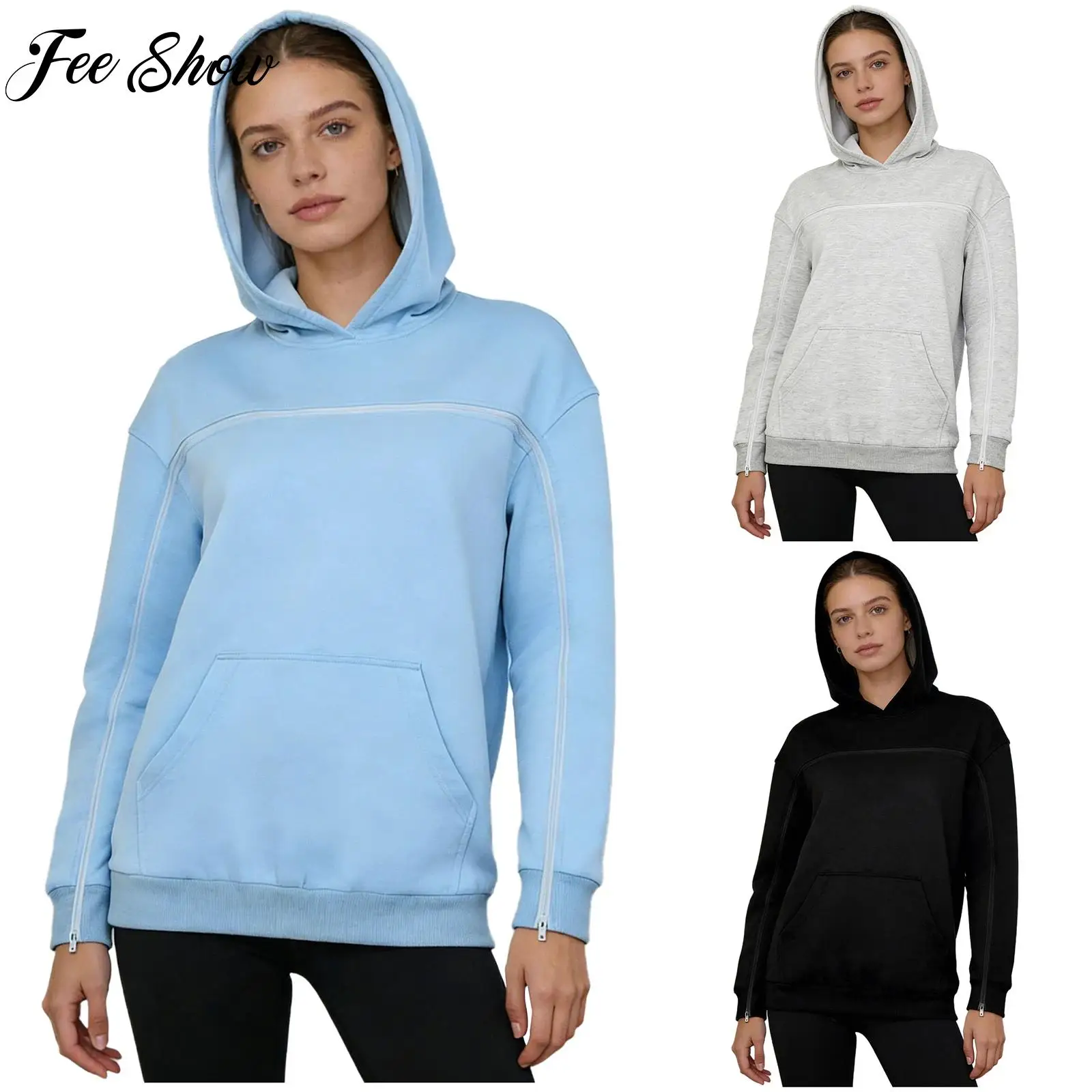 

Adult Women's Special Needs Adaptive Clothes Post Surgery Hospital Hooded Long Sleeve Shoulder Post Surgery Shirt Adaptive Tops