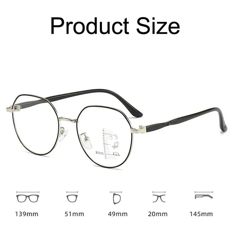 Luxury Progressive Multifocal Reading Glasses Ultralight Metal Frame Anti Blue Light Presbyopia Eyeglasses Prescription Eyewear