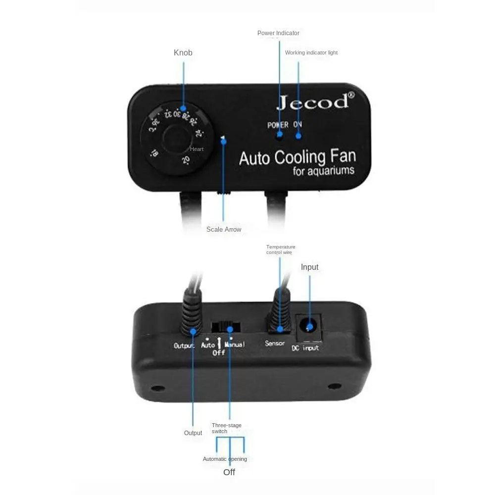 Frequency Conversion Aquarium Cooling Fan Adjustable Automatic Temperature Control Fish Tank Cooling Fan Black Mute