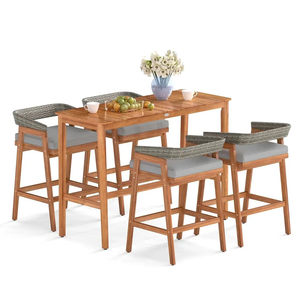 

Adirondack Outdoor Bar Set 3Piece, 2 Bar Height Chairs amp Table with Umbrella Hole, AllWeather HDPE Patio Furniture for Balcon