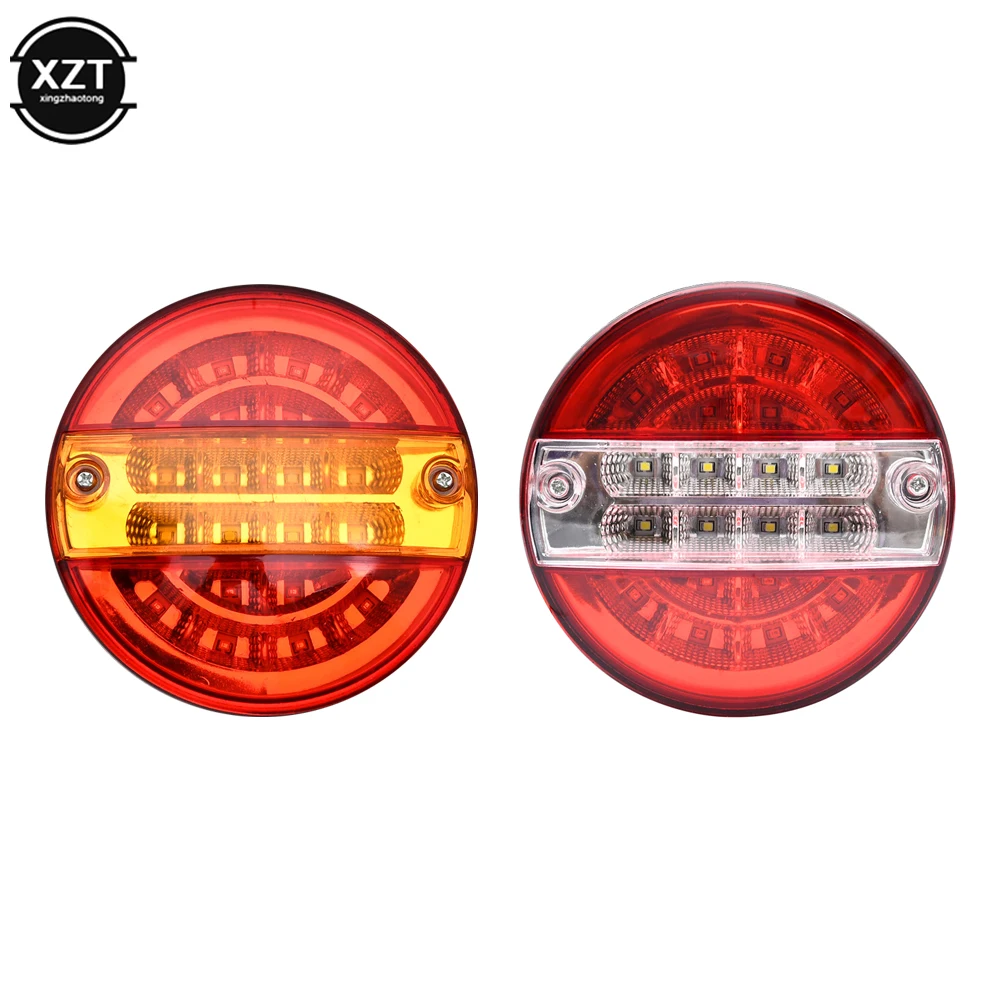 1Pcs Red yellow/Red white 12/24V Round LED Trailer Light with Brake Light/Turn Signal for Car Truck Ships Buses Vans signal Lamp