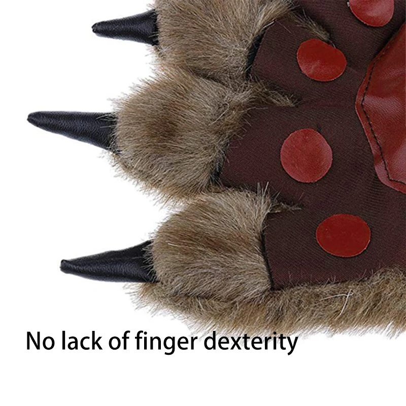 A pair of Animal Paw Claw Gloves Halloween Werewolf Claws Gloves Thick Plush Gloves Cosplay Costume Party  Gloves