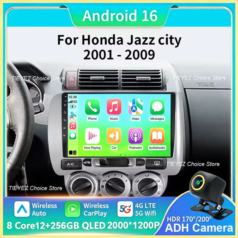 Car Radio For HONDA FIT JAZZ RHD LHD 2002 2003 2004 2005 2006 2007 Android 16 Multimidia Video Player Head Unit Carplay