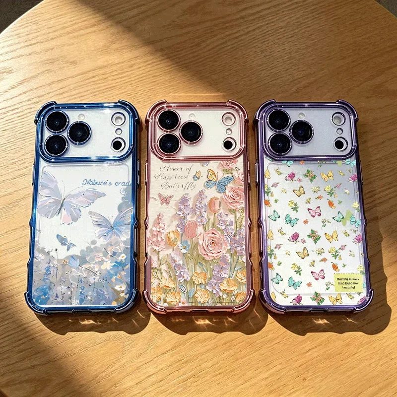 Vibrant Butterfly Airbag Clear Phone Casing For Samsung Galaxy S26 Ultra S25 FE S24 S23 S22 S21 Ultra Plus FE A57 A56 5G Case