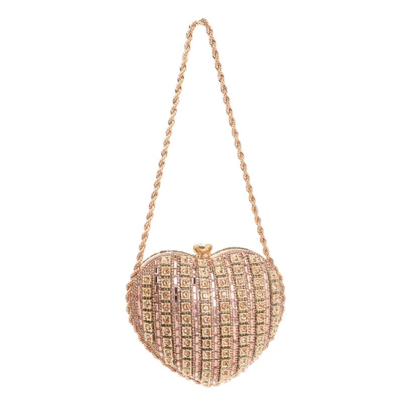 

2025 Luxury Women's Big Color Diamonds Evening Bags New Fashion Rhinestone Heart Handbag Glitter Party Clutch Bag Crossbody Bag