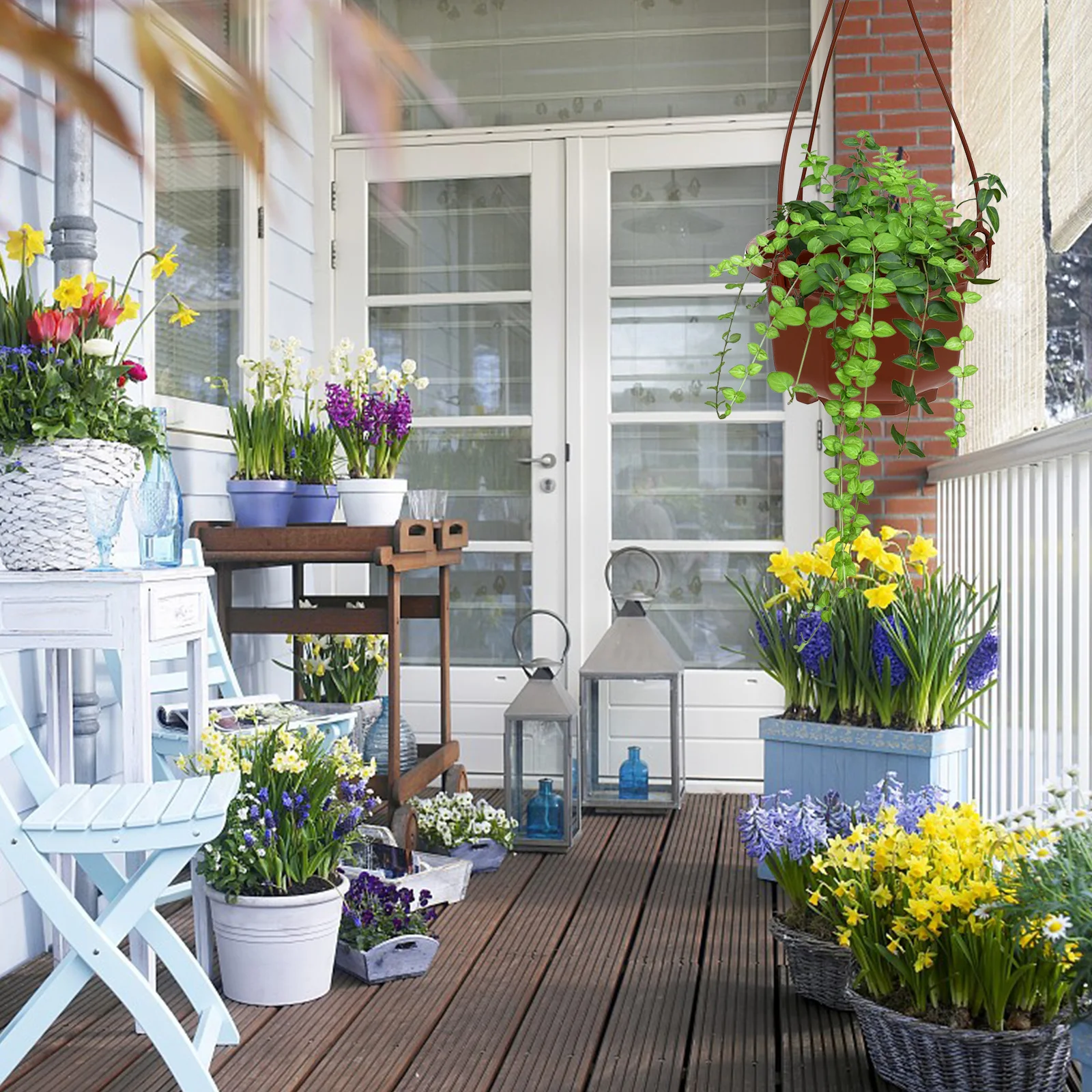 

6Sets Hanging Flowerpot Plastic Succulent Planters Large Space Hanging Orchid Pot Ideal for Home Office Balcony