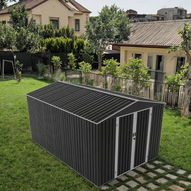 Economical outdoor metal storage shed with easy assembly and anti-corrosion function