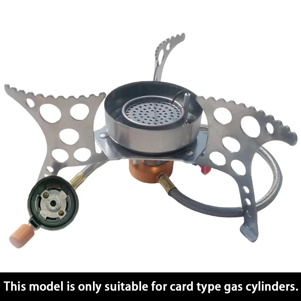 

Снаряжение для кемпинга на открытом воздухе, портативная ветрозащитная газовая плита с высоким пламенем, применима только для газовых баллонов типа карты