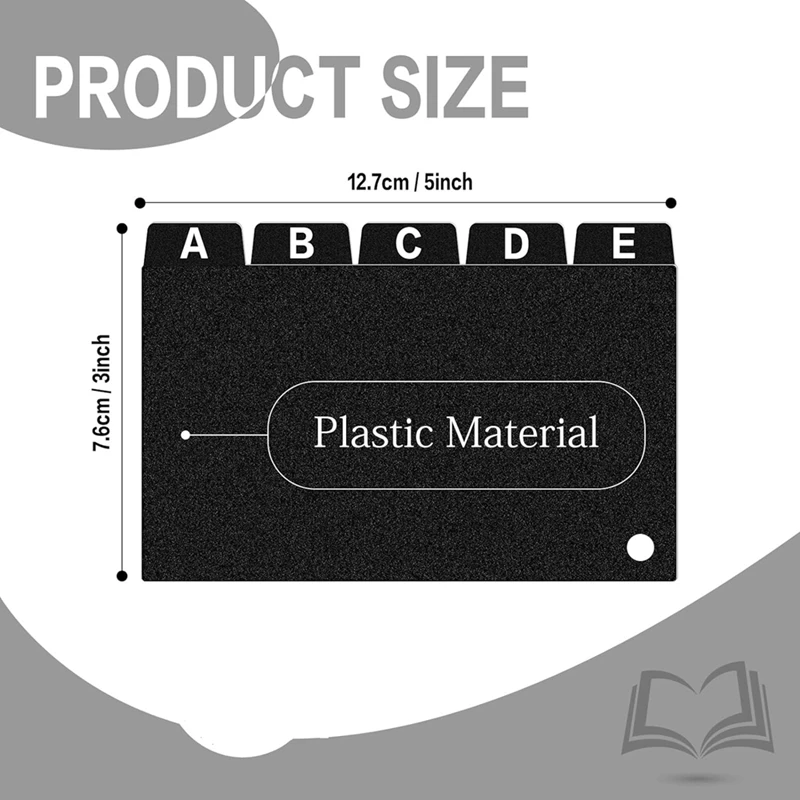 62 Pieces Black Index Card Dividers 3X5, Alphabetical Tabbed Index Card Dividers With Ring Index Card Organizer Durable