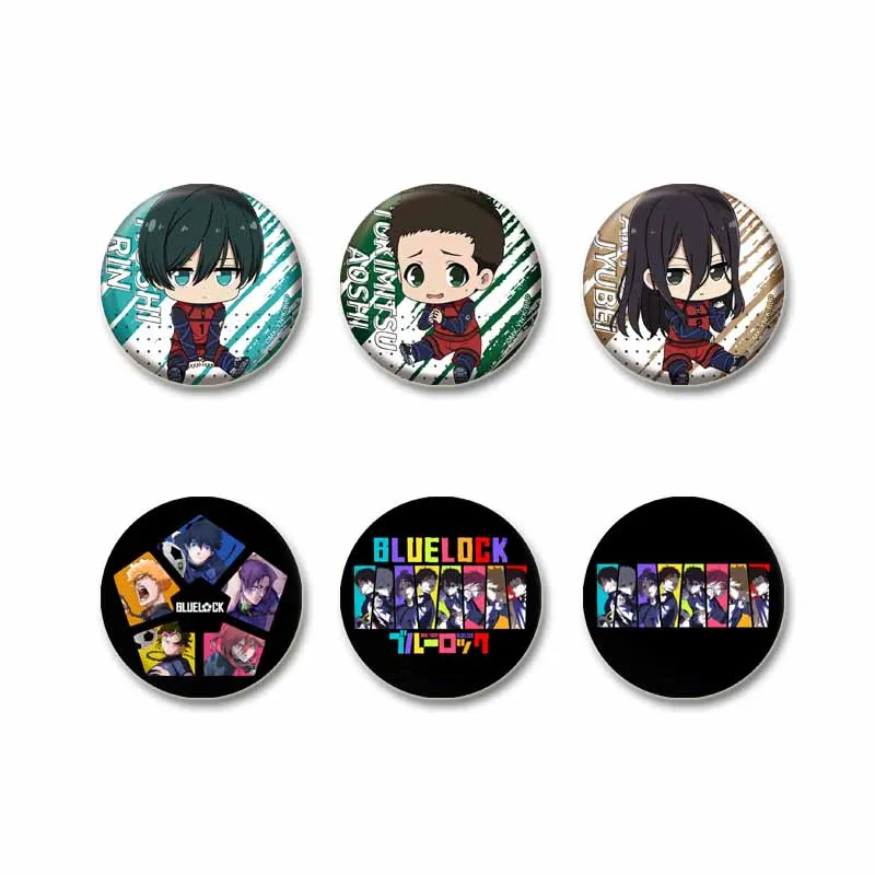 Round Anime Blue Lock Button Pins Cartoon Character Seishiro Nagi Brooch Custom Snap-in Badge Cosplay Accessories Jewelry Gifts