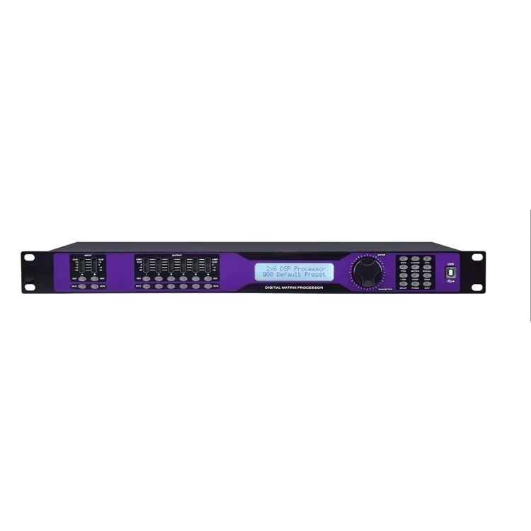 DAP-0206 Karaoke DSP Processor 2 Input 6 Output Professional Stereo Mixer Digital Microphone Mixer Audio Processor