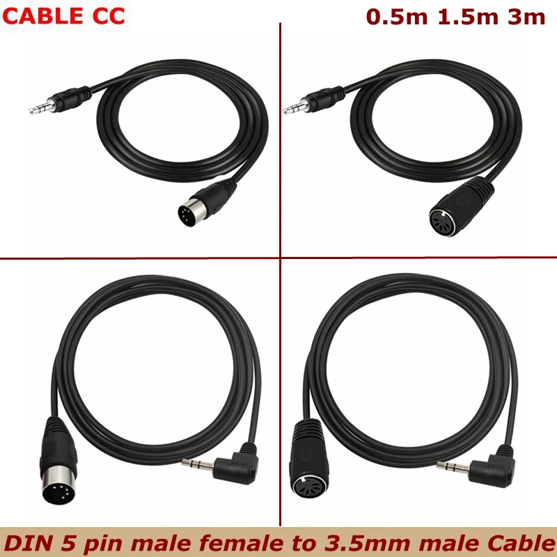 DIN 5P MIDI Cable 5-pin DIN male to female Plug to 3.5mm Male Stereo Jack Plug Audio Cable Connection Machine, CD Player, VCR