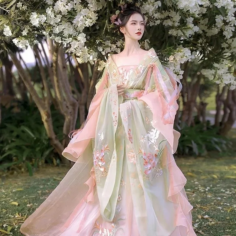 

New Style Twelve Gods of Flowers Lotus Hanfu for Women, Super Fairy Waist-Length Ru Skirt, Ancient Costume, Wei and Jin Dynasty