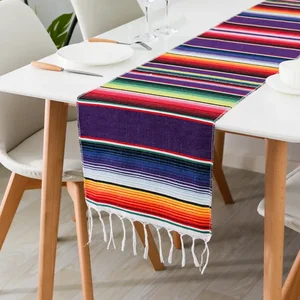 Mexikanischer Serape Tisch Korridor Bunt mexikanische Baumwoll -Esstischdekoration für fünf Mayo -Hochzeitsfeier 12 Hauptverkaufsstoff Mexikanischer Druck - №6