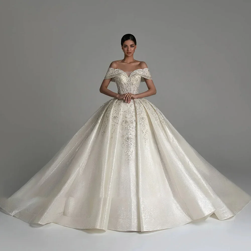 2024 exquisito vestido de novia vestido de novia con hombros descubiertos vestido de novia con lentejuelas y cuentas vestidos de princesa hechos a medida personalizados