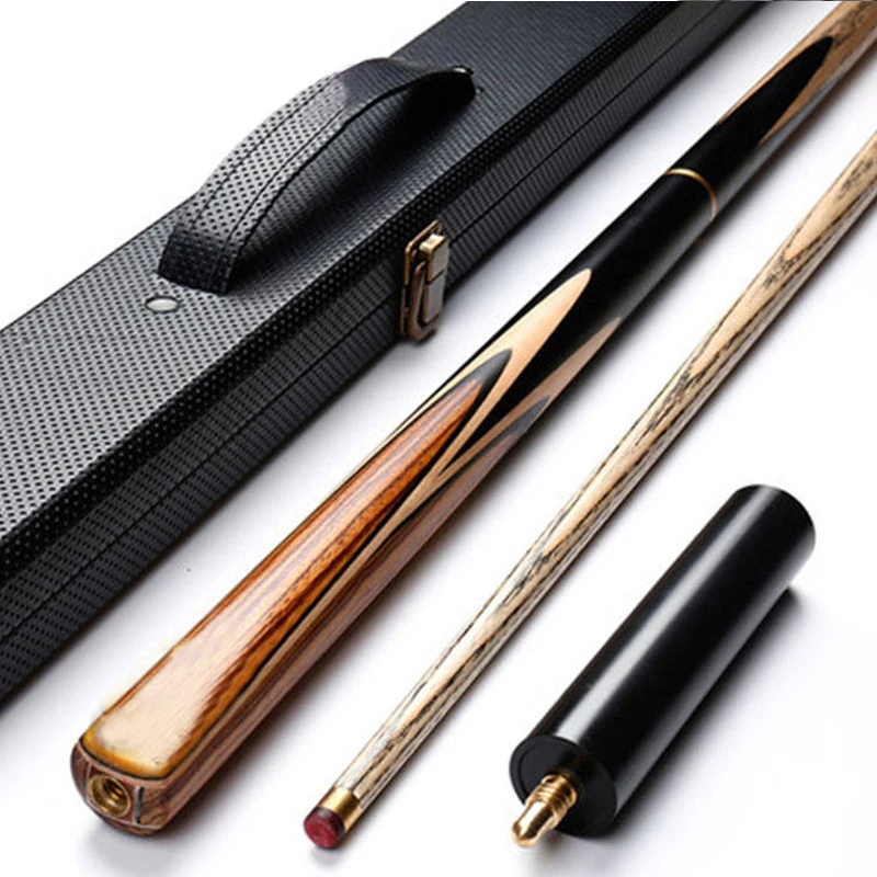 

Black Chinese style eight or nine ball cue stick, small head snooker double section cue stick