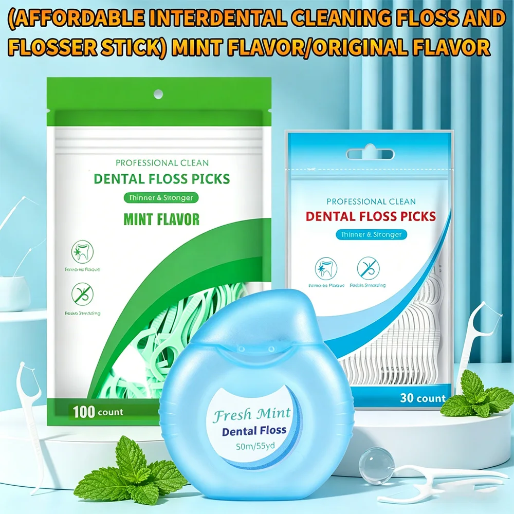 Budget-Friendly Oral Cleaning Set Mint Floss Picks Plus Floss Roll Teeth Gap Cleaner