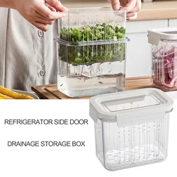 Food Storage Container with Drain Basket Fruit and Pickle Dry and Wet Dispenser Jar Sealed Cans Kitchen Fridge Storage Tool