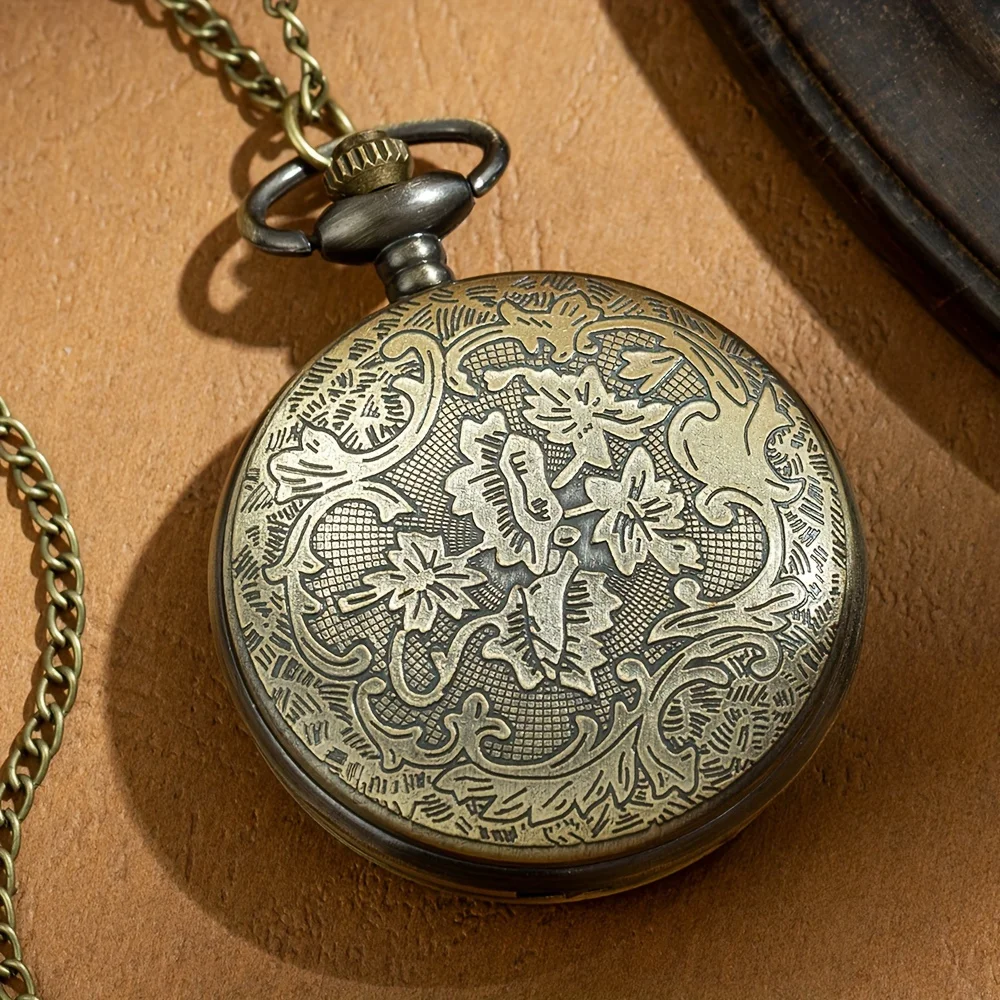 Hollow Retro Lucky Turntable Shape Digital Quartz Pocket Watch Men Fans Souvenir Gifts with 80cm Neck Chain Gift Watch