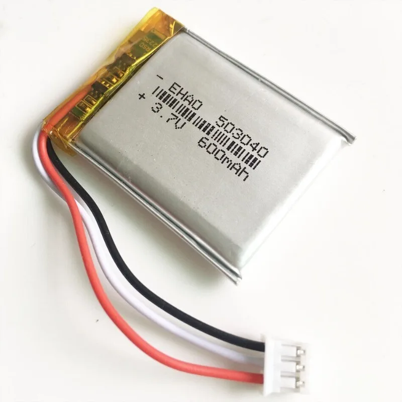 

3.7V 600mAh 503040 Lipo Rechargeable Battery JST 3pin PH 2.0mm Plug Power Supply -
