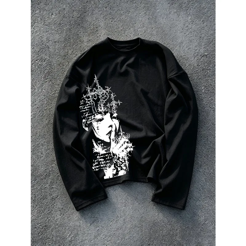 Y2K Dark Punk Style Men's and Women's Trendy Long Sleeved T-shirt Y2K Hip-hop Style Unisex