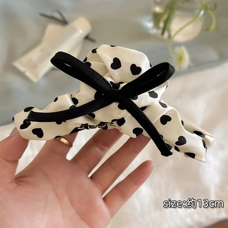 1 Buah Jepit Rambut Hati Busur Retro Perancis untuk Wanita, Klip Hiu Besar untuk Gaya Rambut Updo, Hiasan Kepala Jepit Rambut Elegan