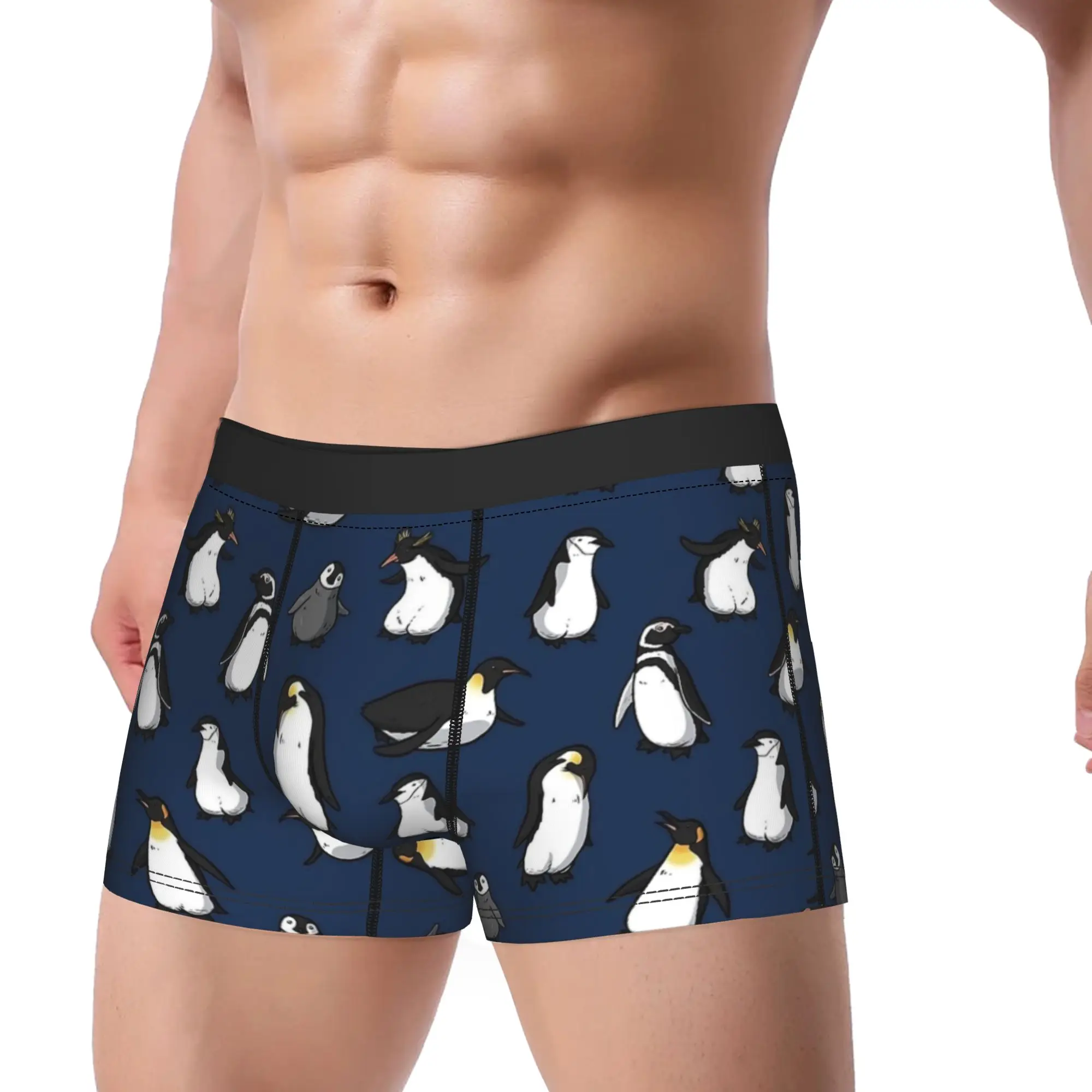 Cute Penguin Pattern (Dark Blue Variant) Underwear  Male Panties Classic Boxershorts High Quality Shorts Briefs Big Size 2XL