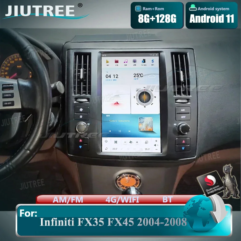 8+128G T Style Android 11 Car Radio For Infiniti FX35 FX45 2004 2005 2006 2007 2008 GPS Navigation Wireless Carplay