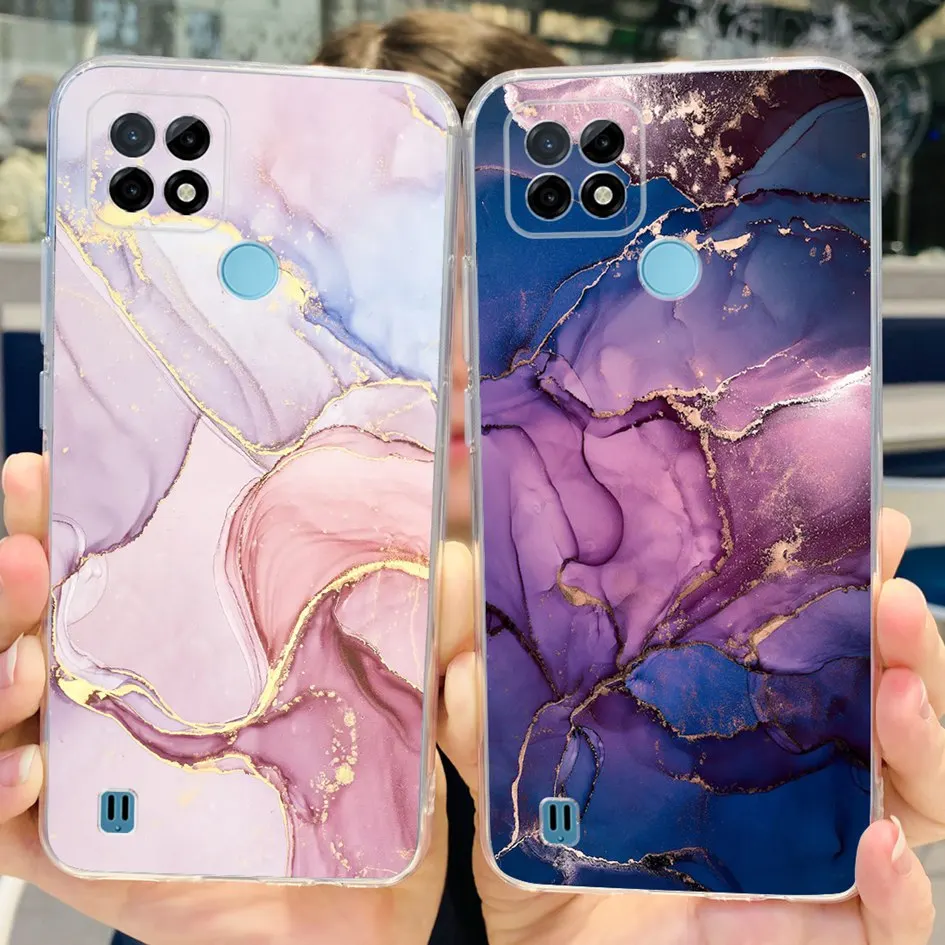 For Realme C21Y Case RMX3261 RMX3263 Luxury Marble Soft Silicon Slim Clear Cover on Realme C25Y RMX3265 RMX3268 C 21Y C25Y Funda