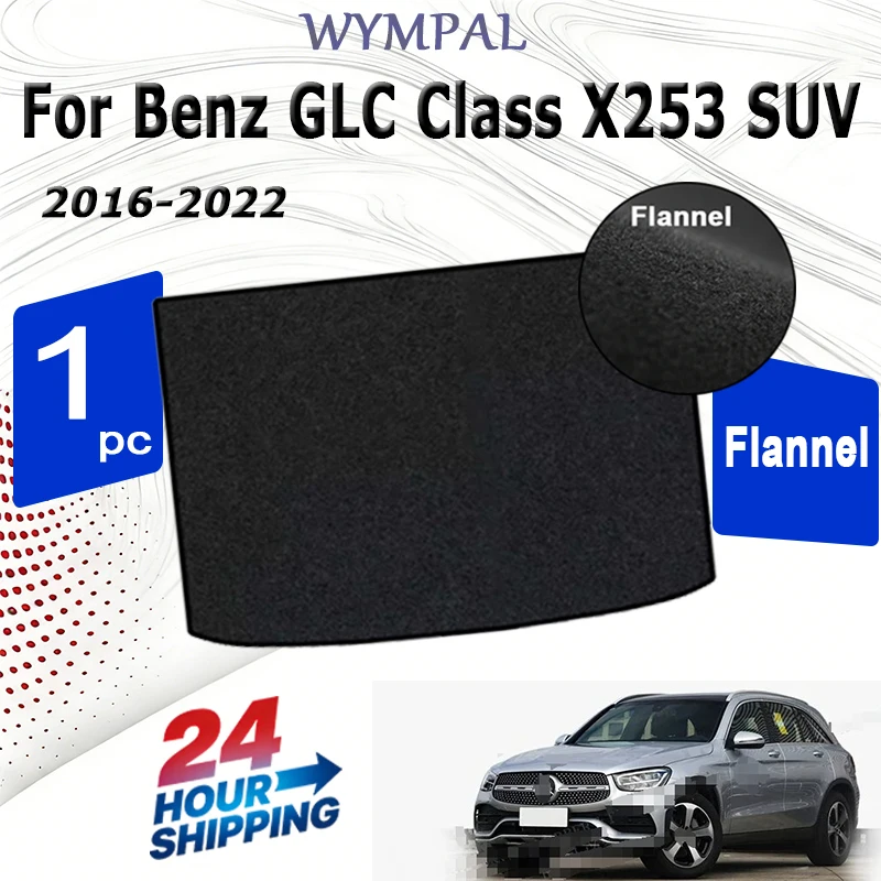 

Flannel Rear Trunk Mats For Benz GLC Class X253 SUV 2016-2022 Liner Tray Trunk Luggage Car Boot Cargo Black