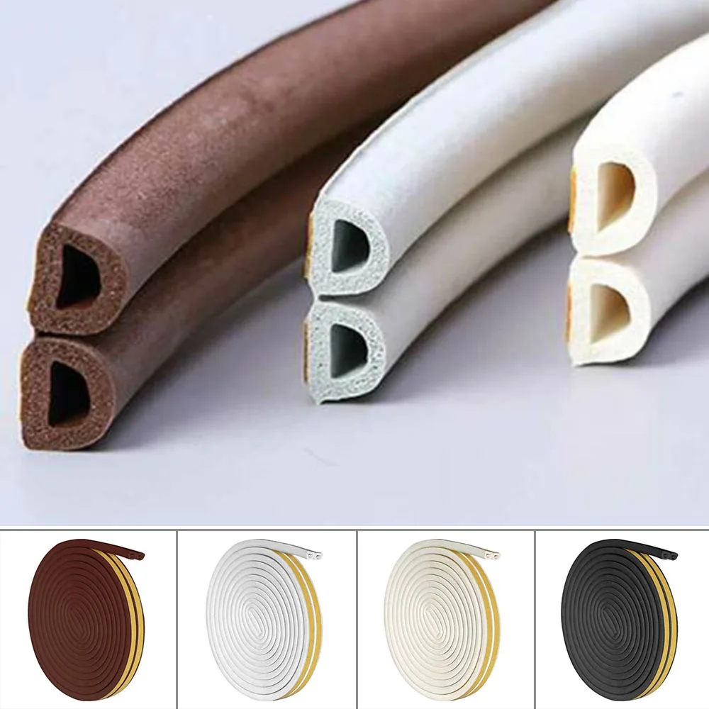 6M Door Insulation Seal Strip Tape Self-adhesive Acoustic Rubber Foam Weatherstrip Window Sound Draft Stopper Weather Strip