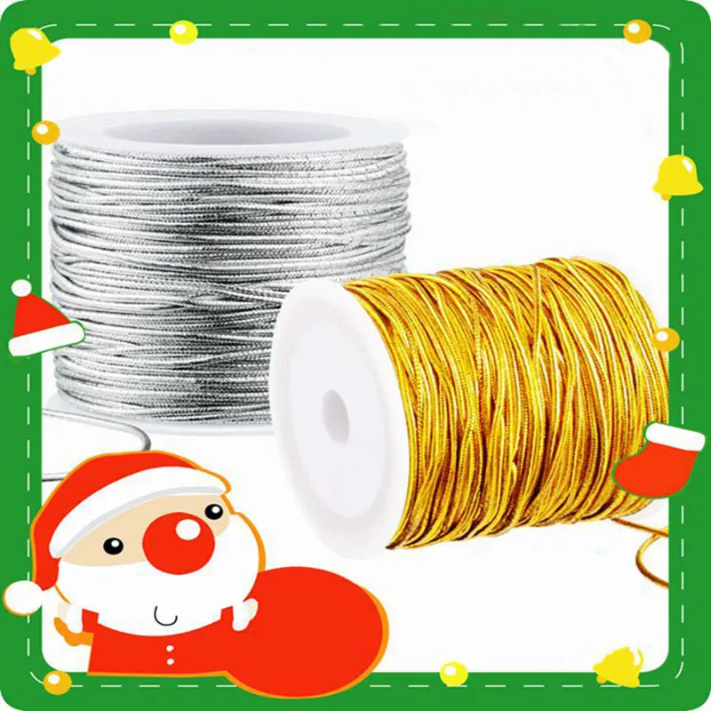 Gold Silver Round Elastic Band Ribbon Sewing Rubber Bands High Elasticity Stretch Tag Rope DIY Christmas Decoration Accessories