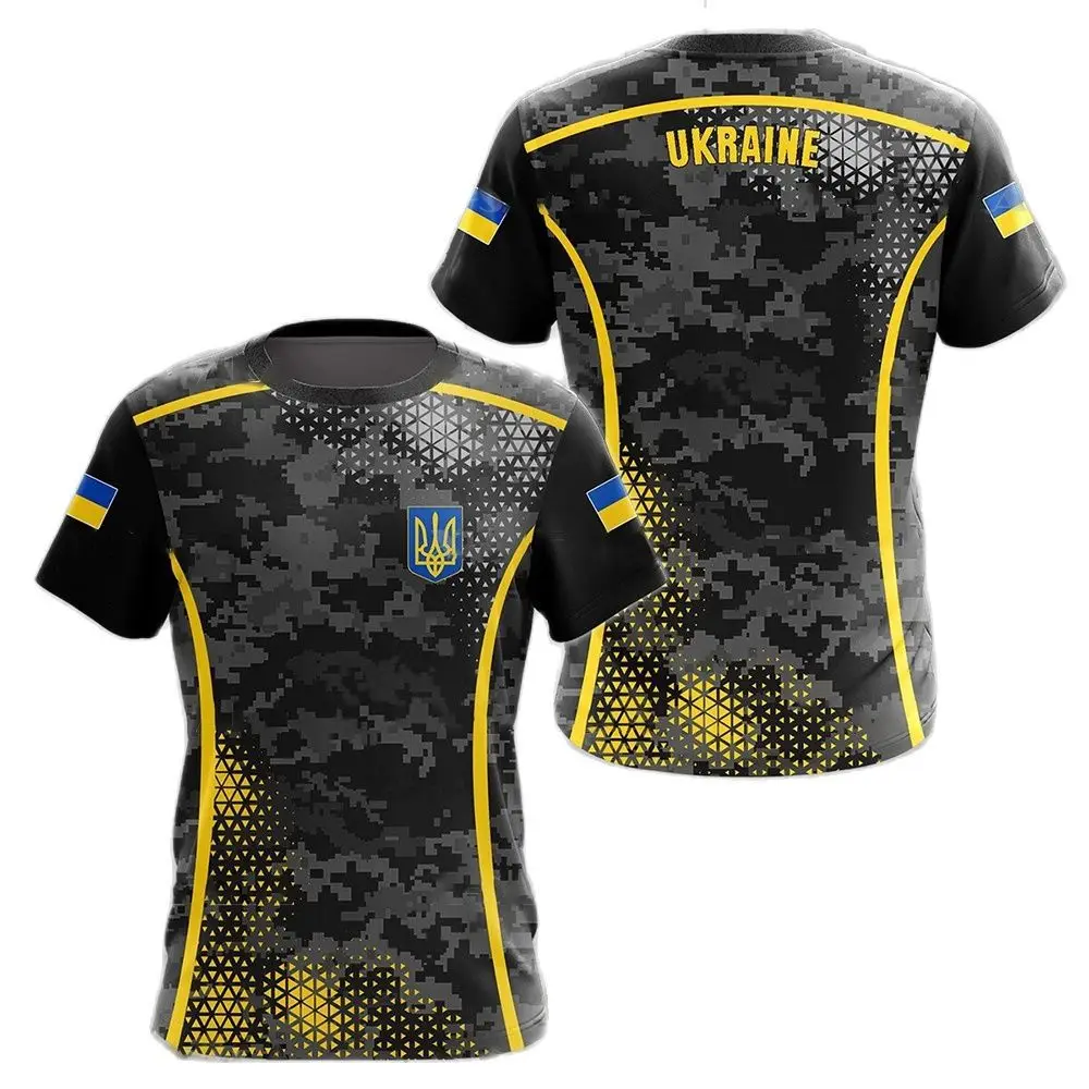 New Ukraine Flag Camo printed 3D T-shirt Summer Ukrainian Veterans Training Clothes Personality Teenage Short sleeved O-neck Top